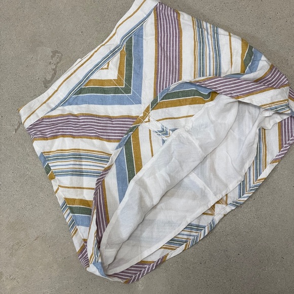 Free People | V Striped Linen Mini Skirt with Pockets and Underlined fabric - Picture 5 of 8